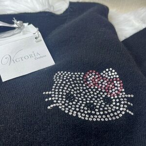HELLO KITTY COUTURE By VICTORIA COUTURE VINTAGE CASHMERE RHINESTONE SWEATER